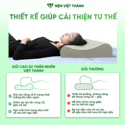 Gối Nằm Cao Su Thiên Nhiên Than Hoạt Tính Việt Thành 9 cai thien tu the 1