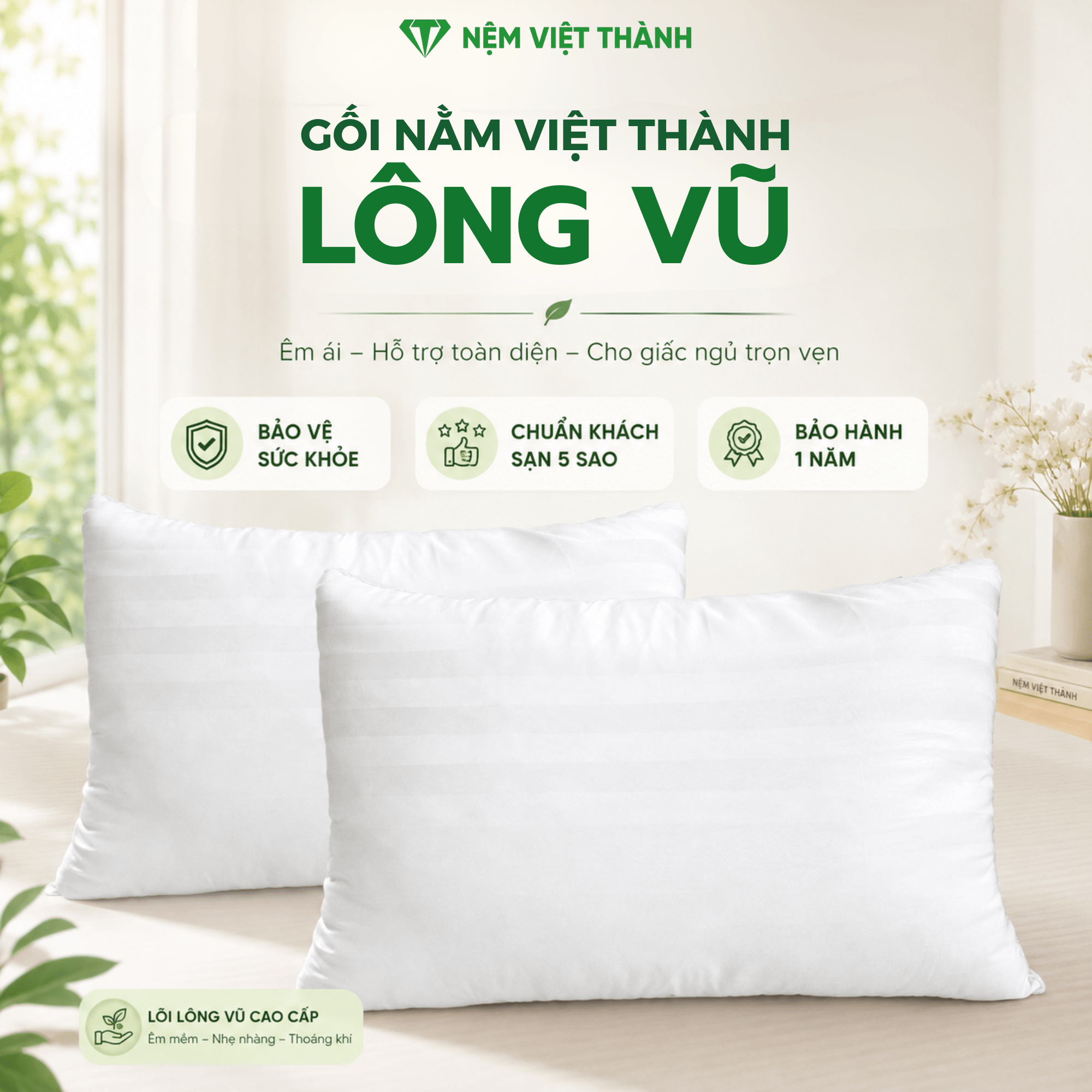 Gối Nằm Lông Vũ Việt Thành Gối Nằm Lông Vũ Việt Thành