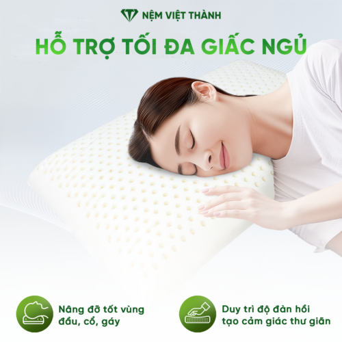 Gối Nằm Cao Su Thiên Nhiên Oval Việt Thành 5 ho tro giac ngu 1