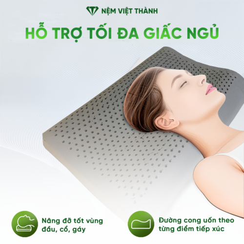 Gối Nằm Cao Su Thiên Nhiên Than Hoạt Tính Việt Thành 8 ho tro giac ngu