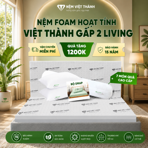 Nệm Foam Hoạt Tính LIVING Gấp 2 Việt Thành