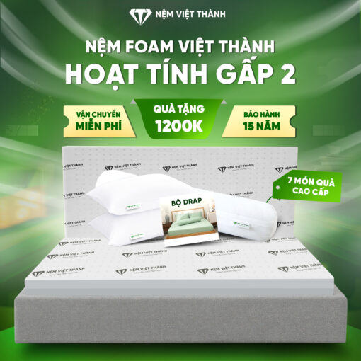 Nệm foam hoạt tính gấp 2 Việt Thành