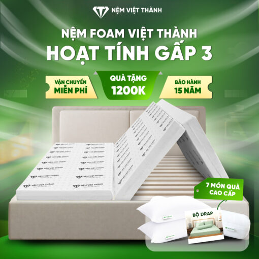 Nệm foam hoạt tính gấp 3 Việt Thành