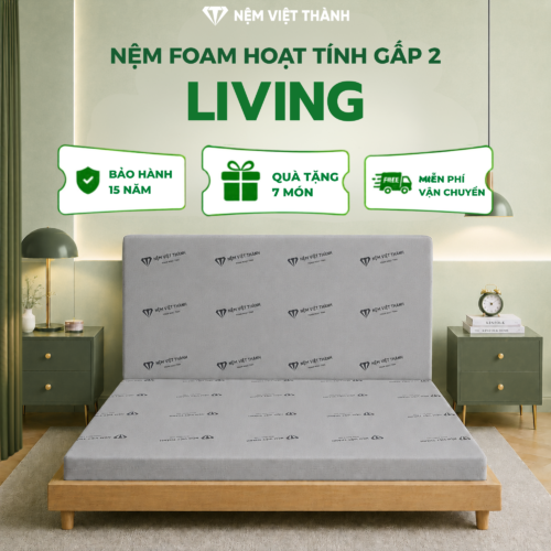 Nệm Foam Hoạt Tính LIVING Gấp 2 Việt Thành