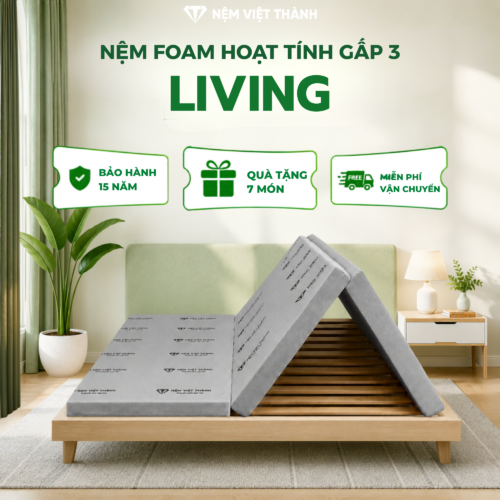 Nệm Foam Hoạt Tính LIVING Gấp 3 Việt Thành