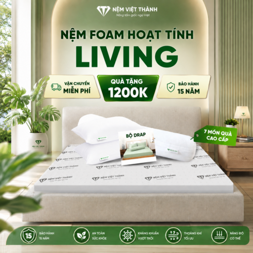 Nệm Foam Hoạt Tính LIVING Nguyên Tấm Việt Thành