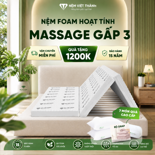 Nệm Foam Massage Hoạt Tính Gấp 3 Việt Thành