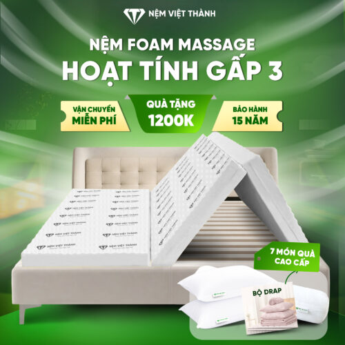Nệm foam massage hoạt tính gấp 3 Việt Thành