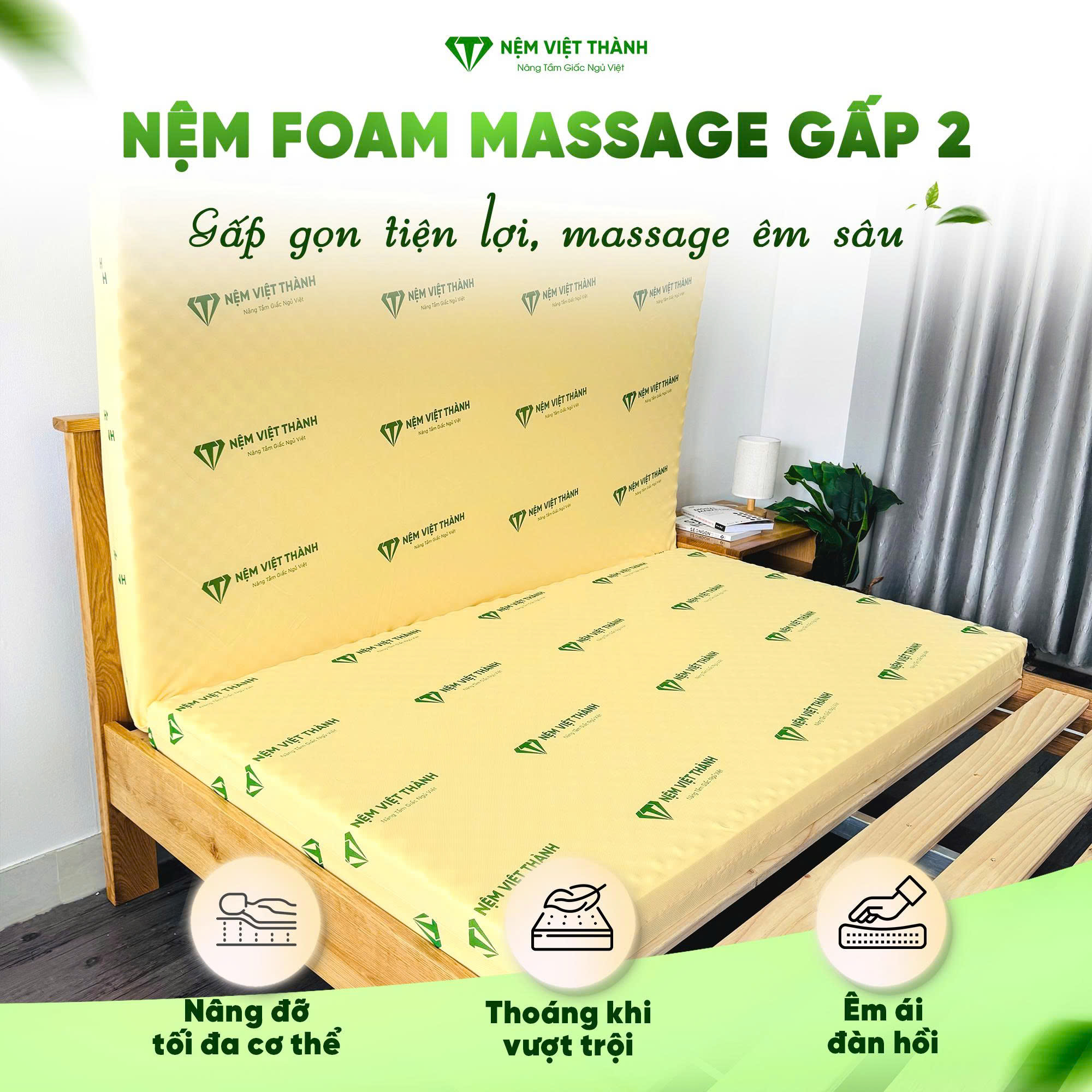 Nệm foam gấp 2 Việt Thành