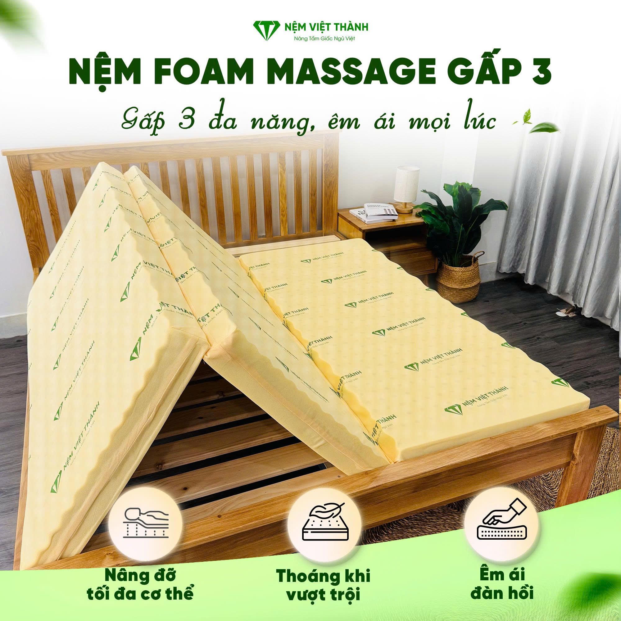 Nệm foam gấp 3 Việt Thành