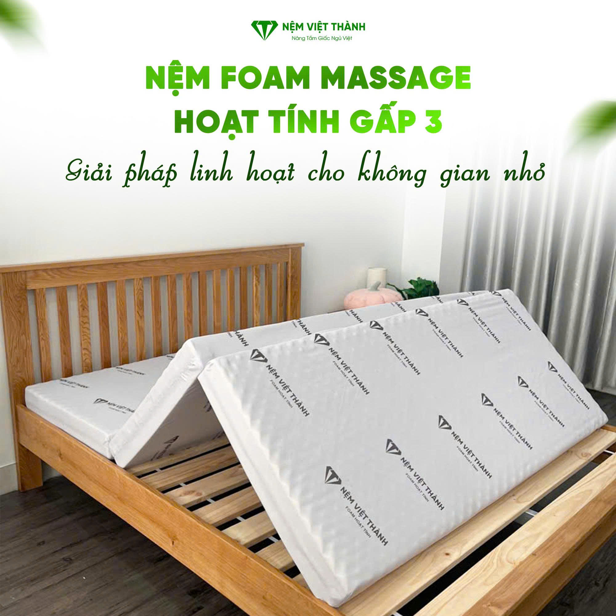 Nệm foam massage hoạt tính gấp 3 Việt Thành