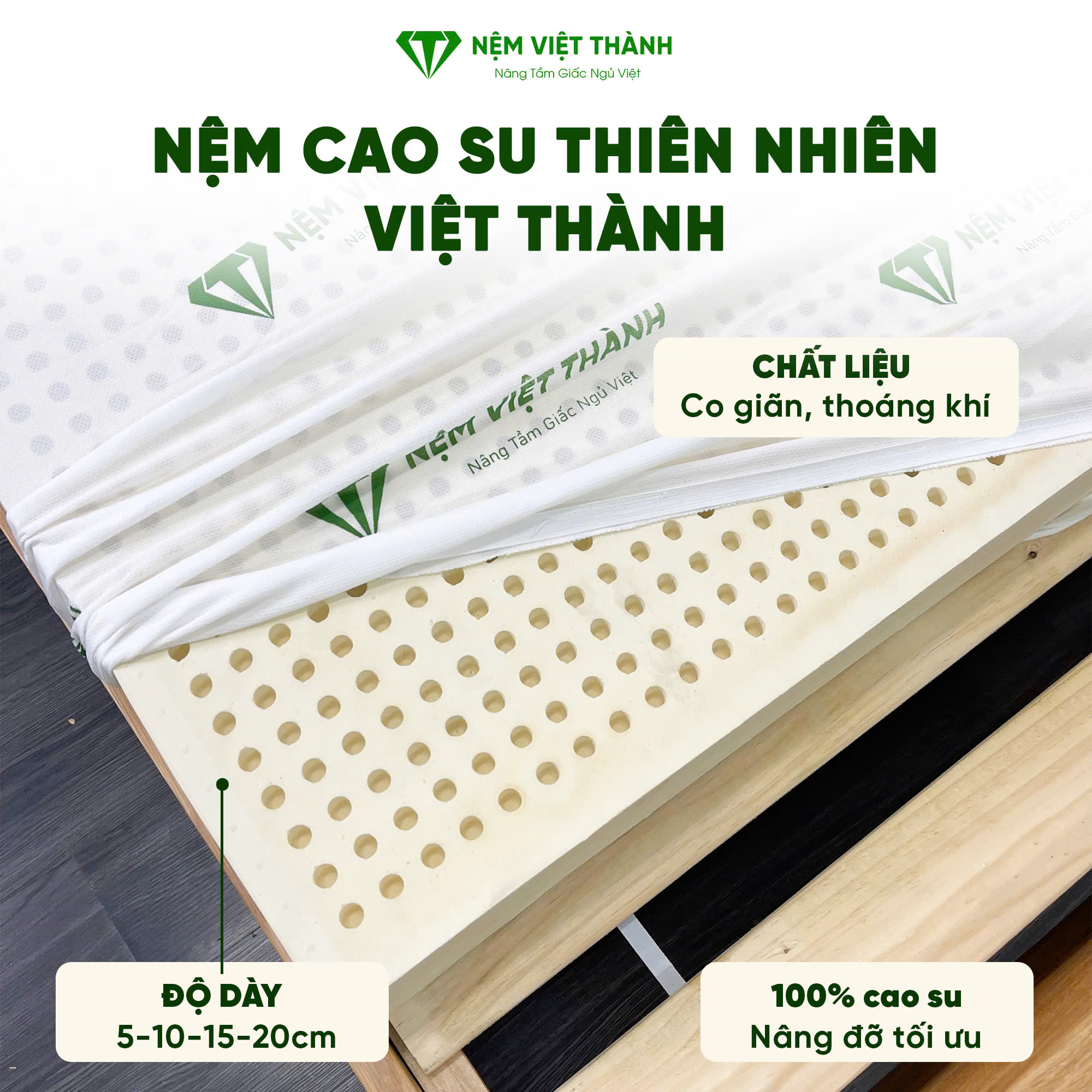Nệm cao su thiên nhiên Việt Thành