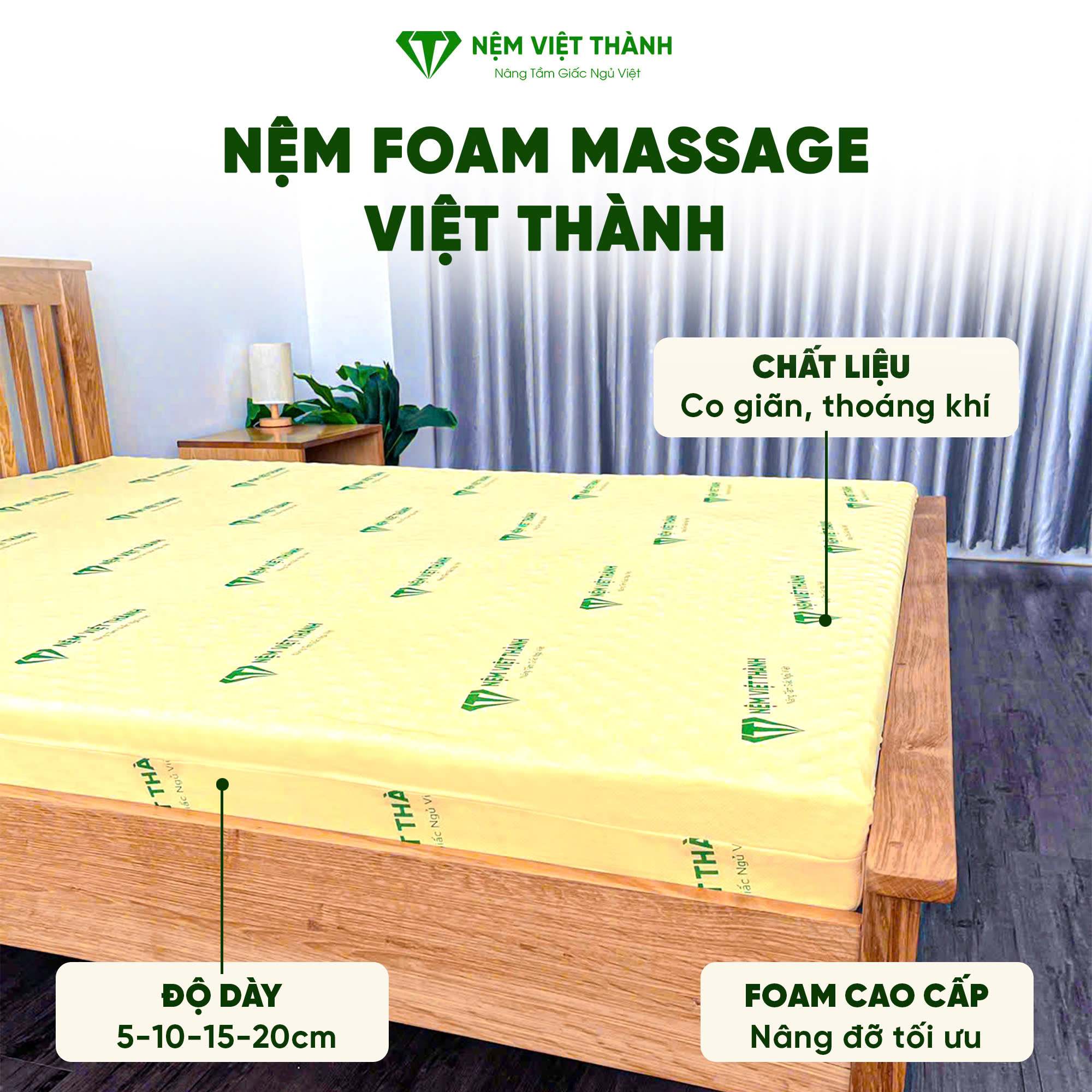 Nệm foam massage nguyên tấm Việt Thành
