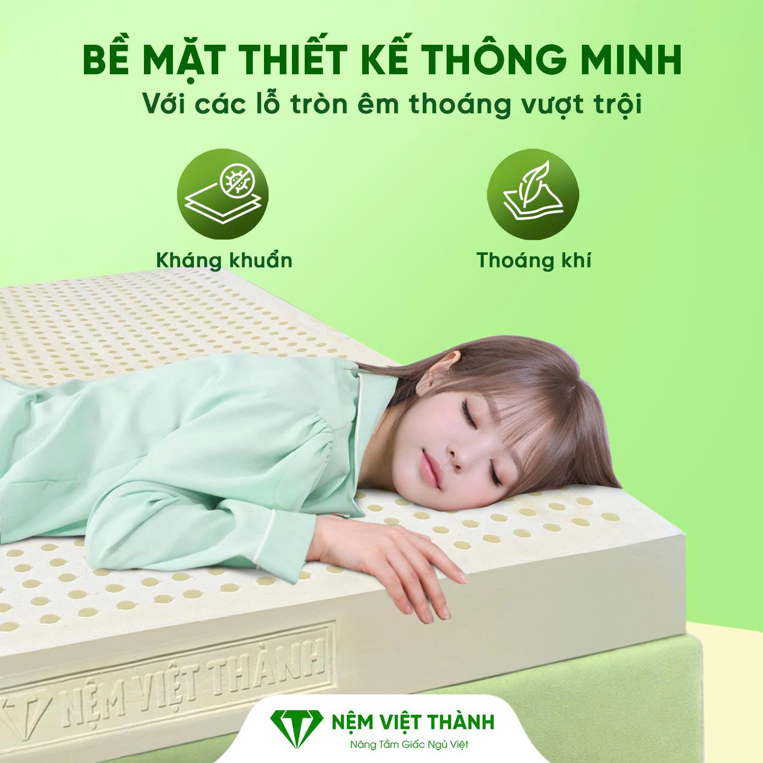 Nệm cao su thiên nhiên Việt Thành thiết kế thông minh Nệm cao su thiên nhiên Việt Thành thiết kế thông minh