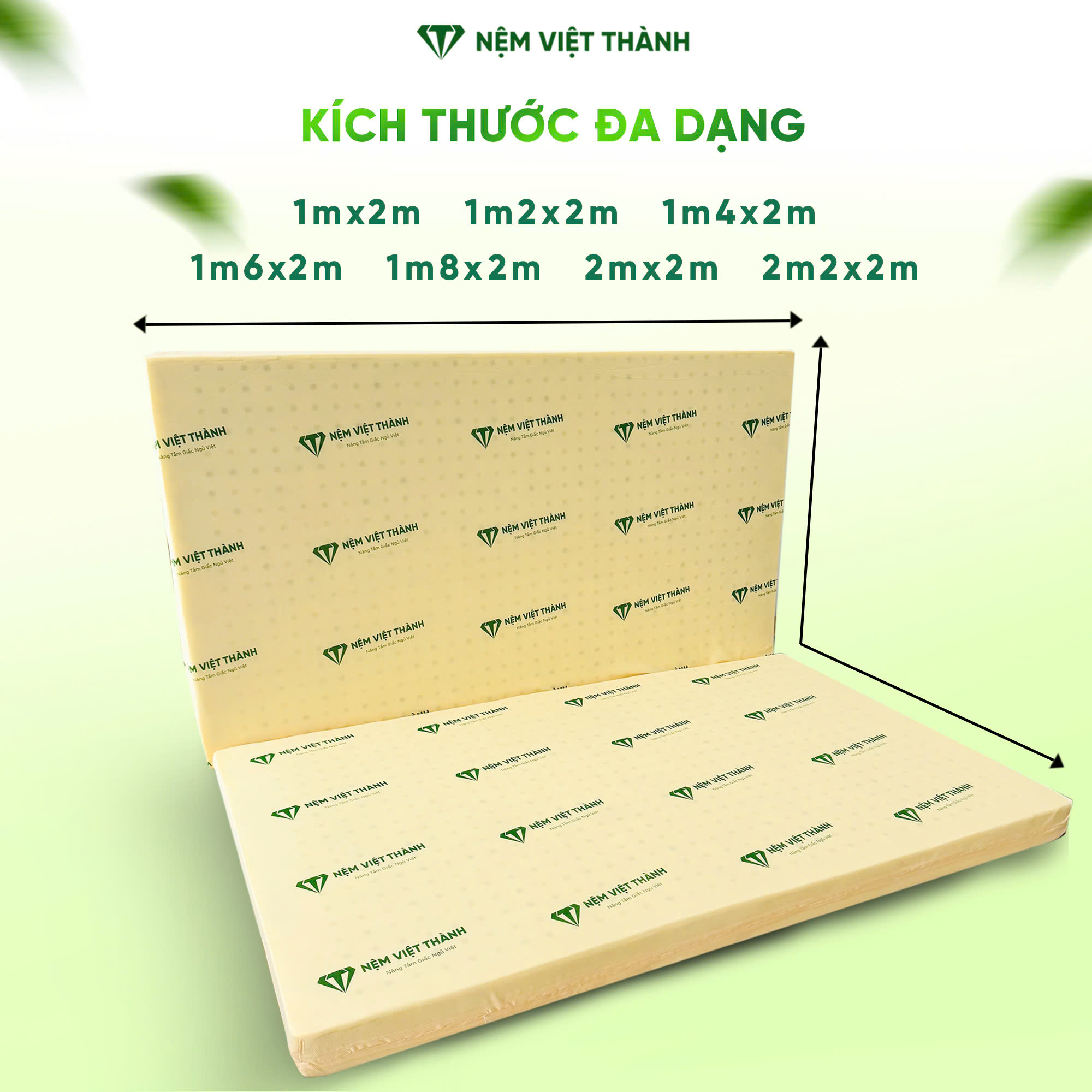 Kích thước nệm foam gấp Việt Thành