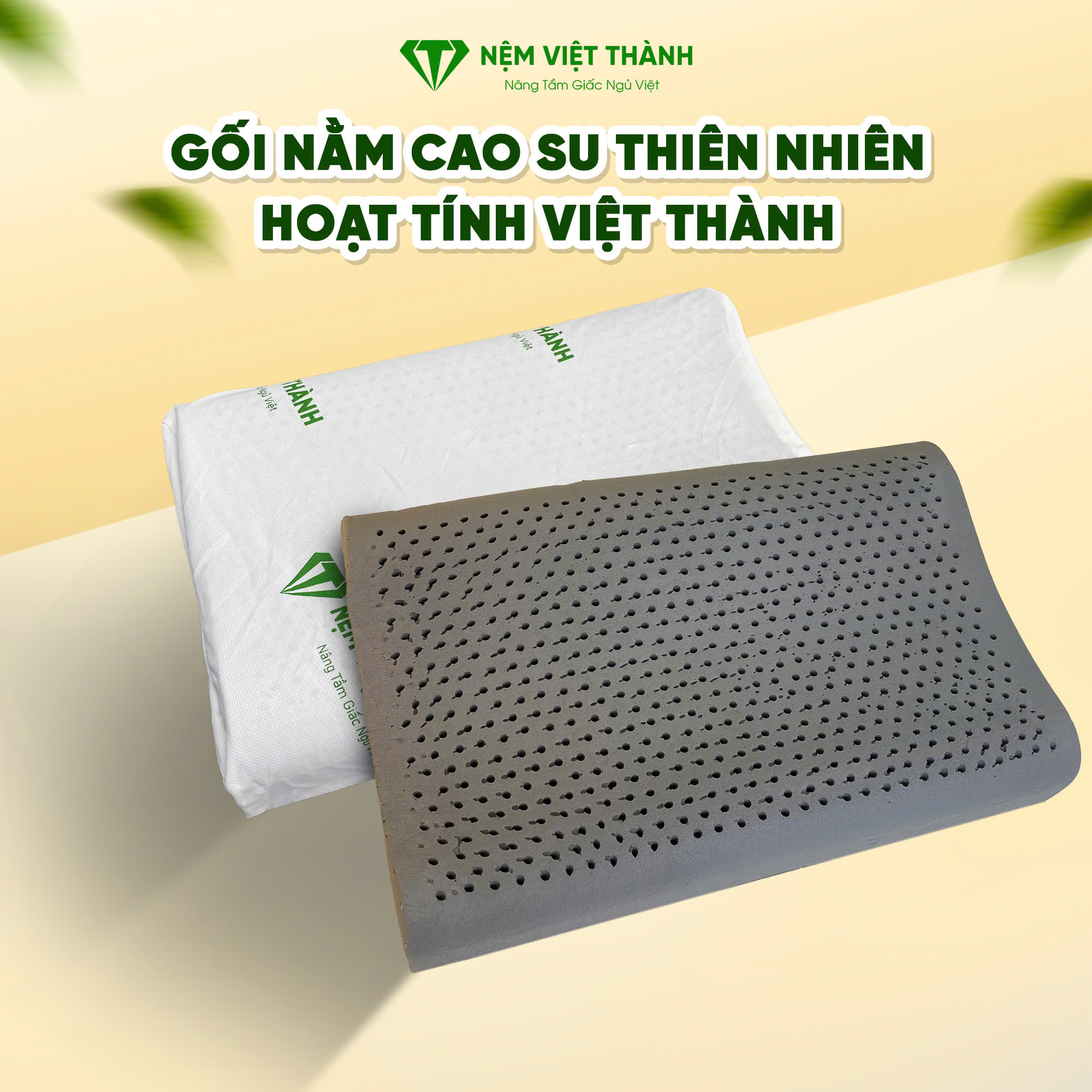 Gối nằm cao su thiên nhiên hoạt tính Việt Thành