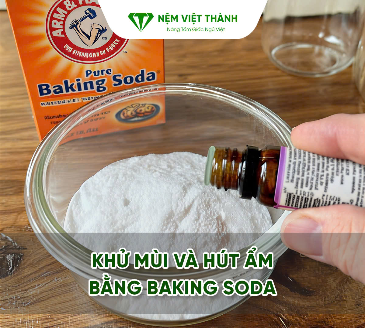 Dùng banking soda để khử mùi và hút ẩm nệm cao su thiên nhiên