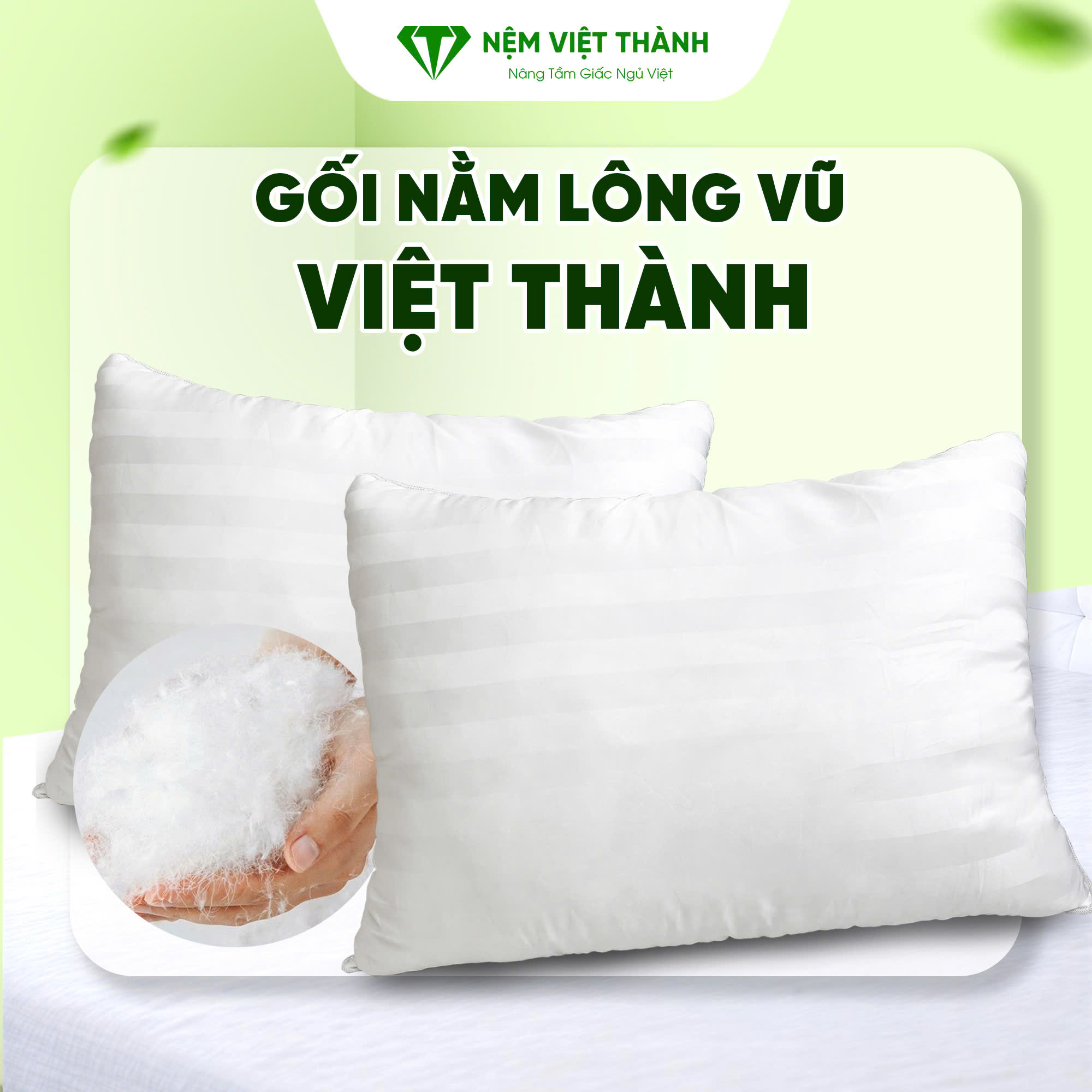 Gối nằm lông vũ Việt Thành Gối nằm lông vũ Việt Thành