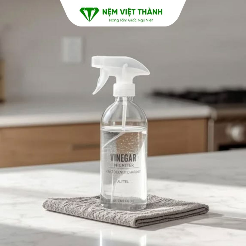 Dùng giấm trắng là cách phổ biến để khử khuẩn và mùi hôi trên nệm