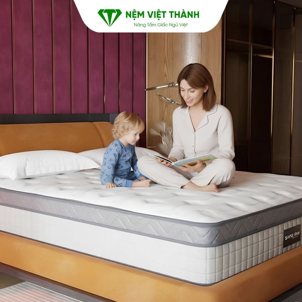 Nệm kích thước 1m8 x 2m rất phù hợp với gia đình có con nhỏ nằm chung
