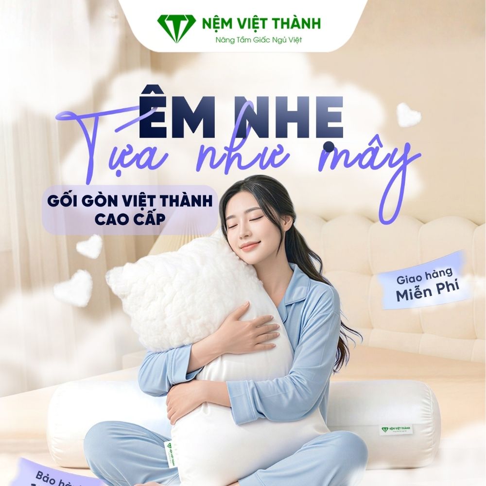 Gối gòn Việt Thành mang lại cảm giác êm nhẹ khi nằm