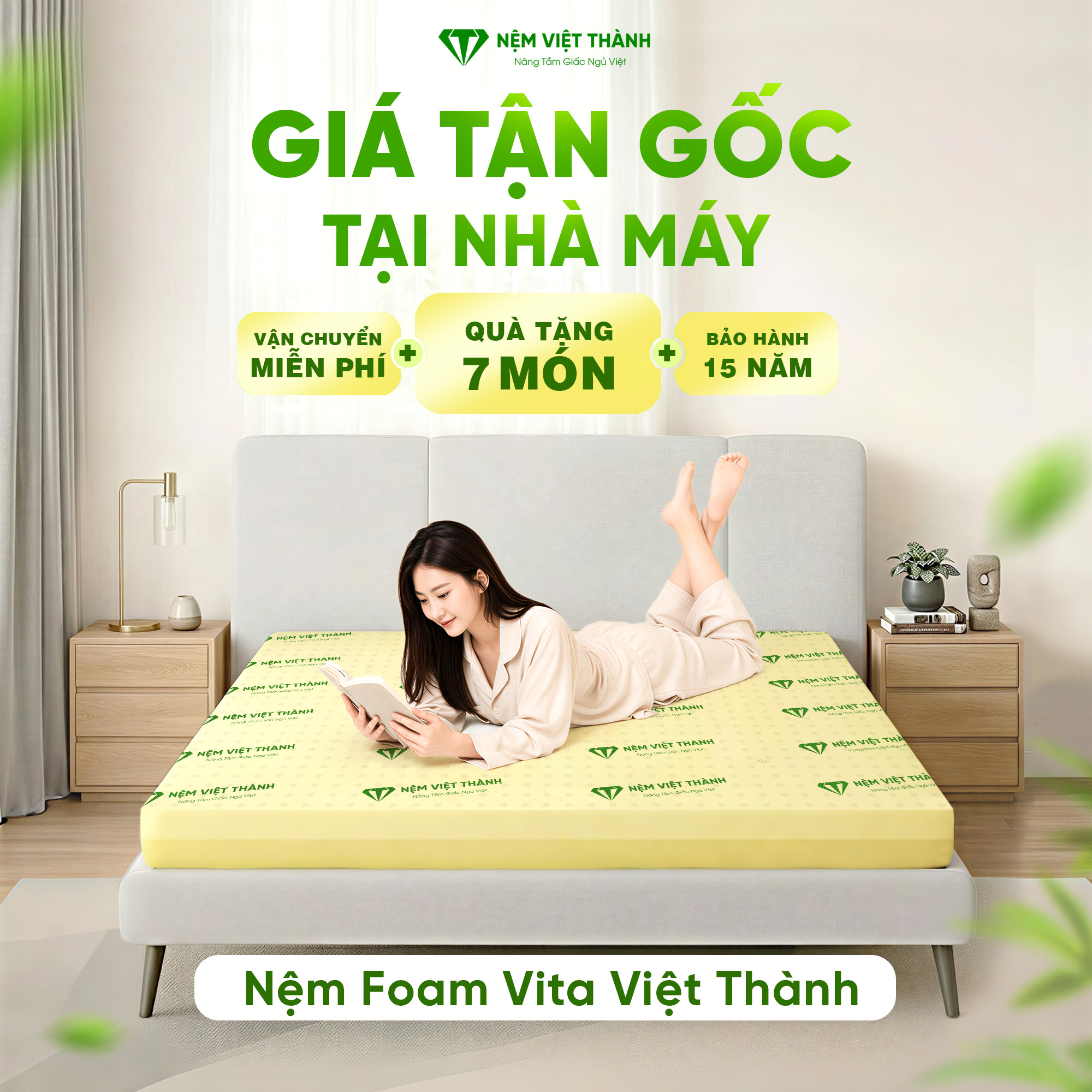 Nệm Foam Việt Thành kích thước 1m4 x 2m