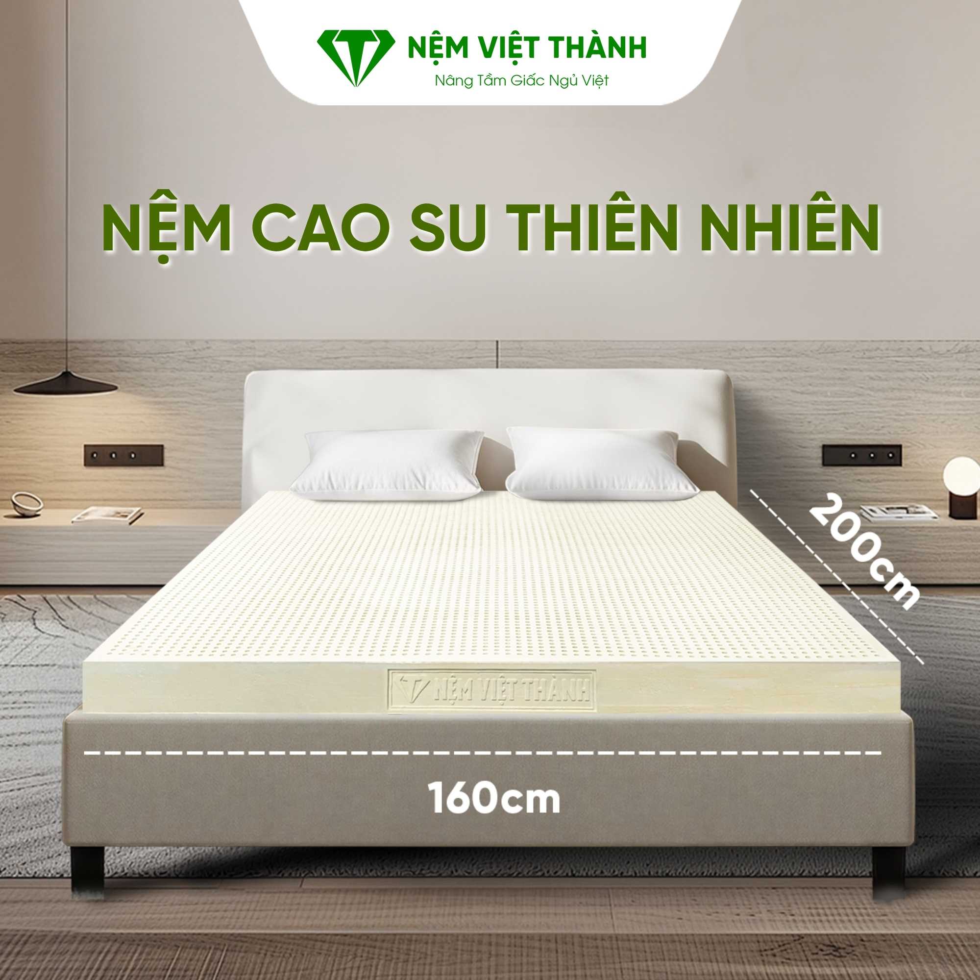 Nệm cao su thiên nhiên 1m6 x 2m