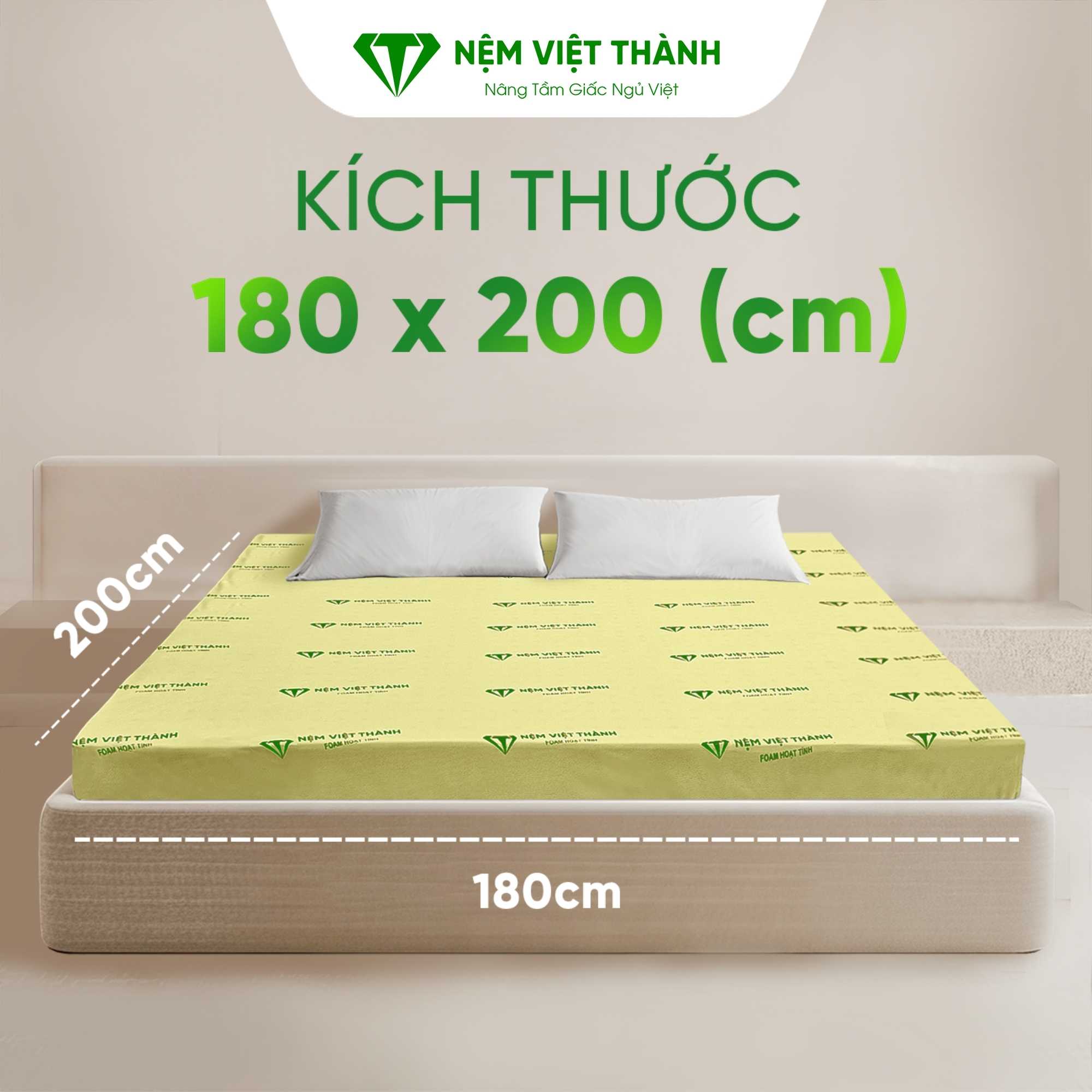 Kích thước nệm 1m8 x 2m đang được nhiều người lựa chọn