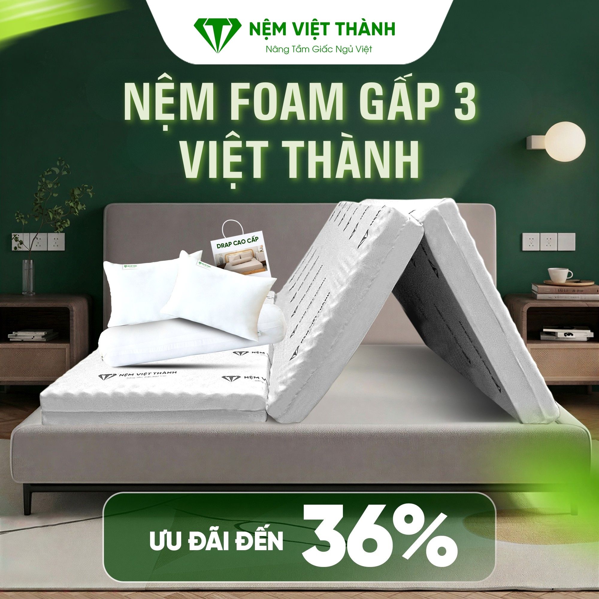 Nệm Foam Gấp 3 Việt Thành