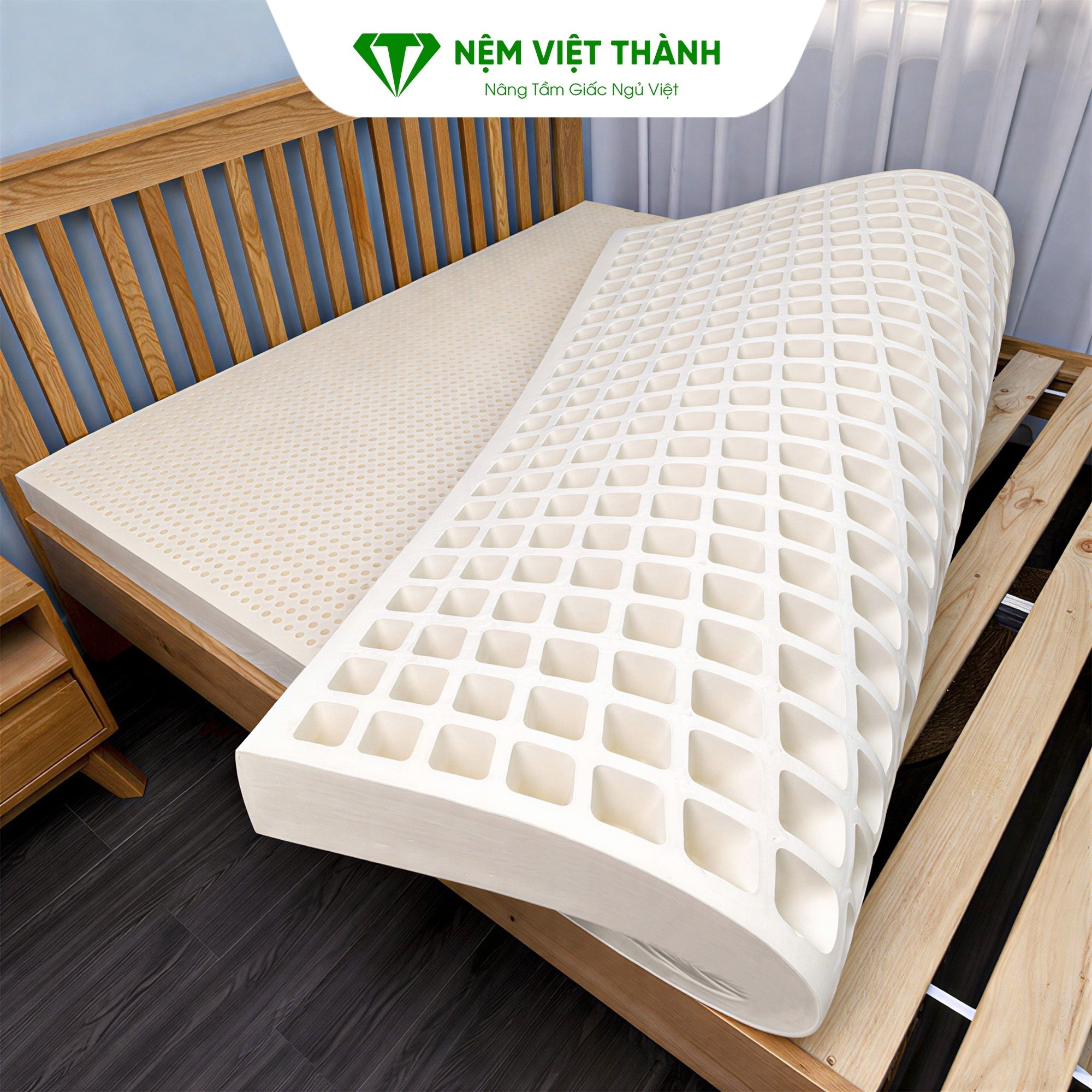 Nệm 2m x 2m bằng chất liệu cao su thiên nhiên