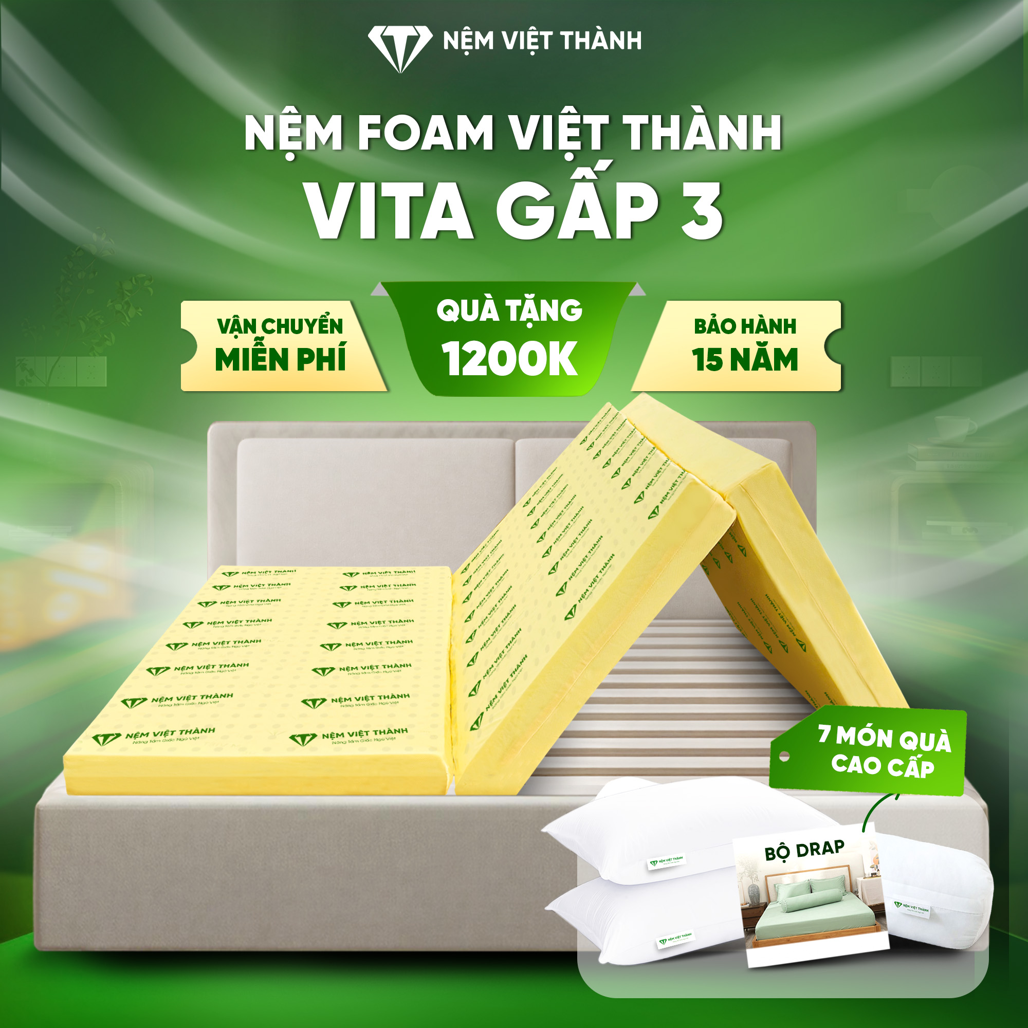 Nệm Foam gấp 3 VITA Việt Thành Nệm Foam gấp 3 VITA Việt Thành