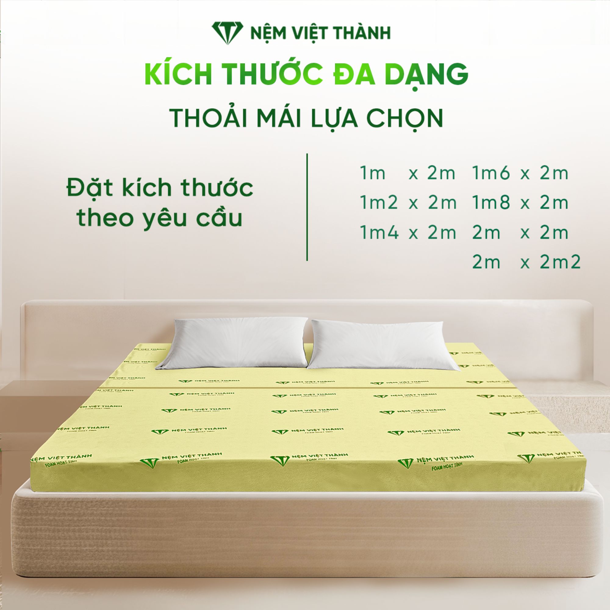 Đa dạng các loại kích thước khác nhau để lựa chọn