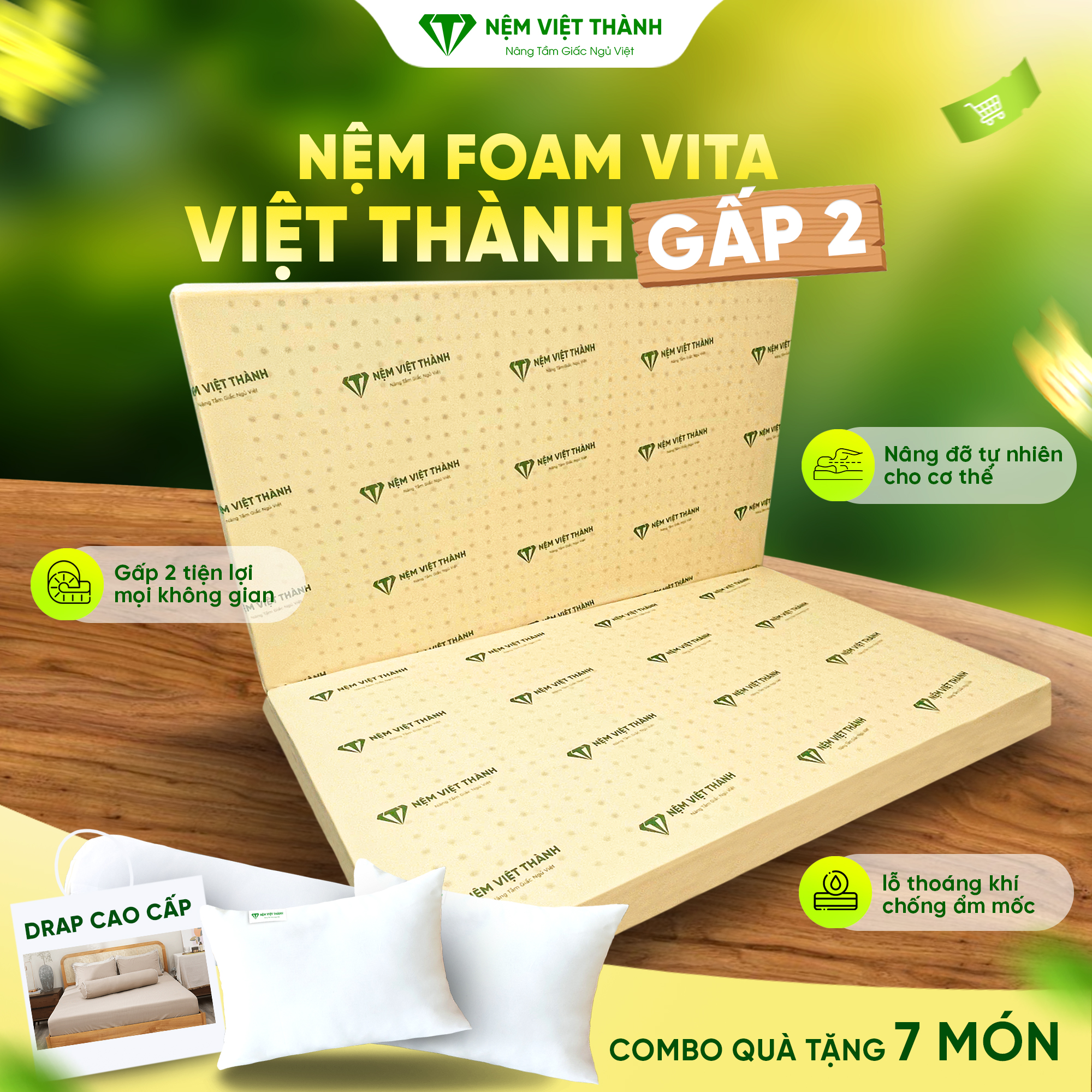 Mua nệm foam gấp 2 giá rẻ và chất lượng tại Nệm Việt Thành