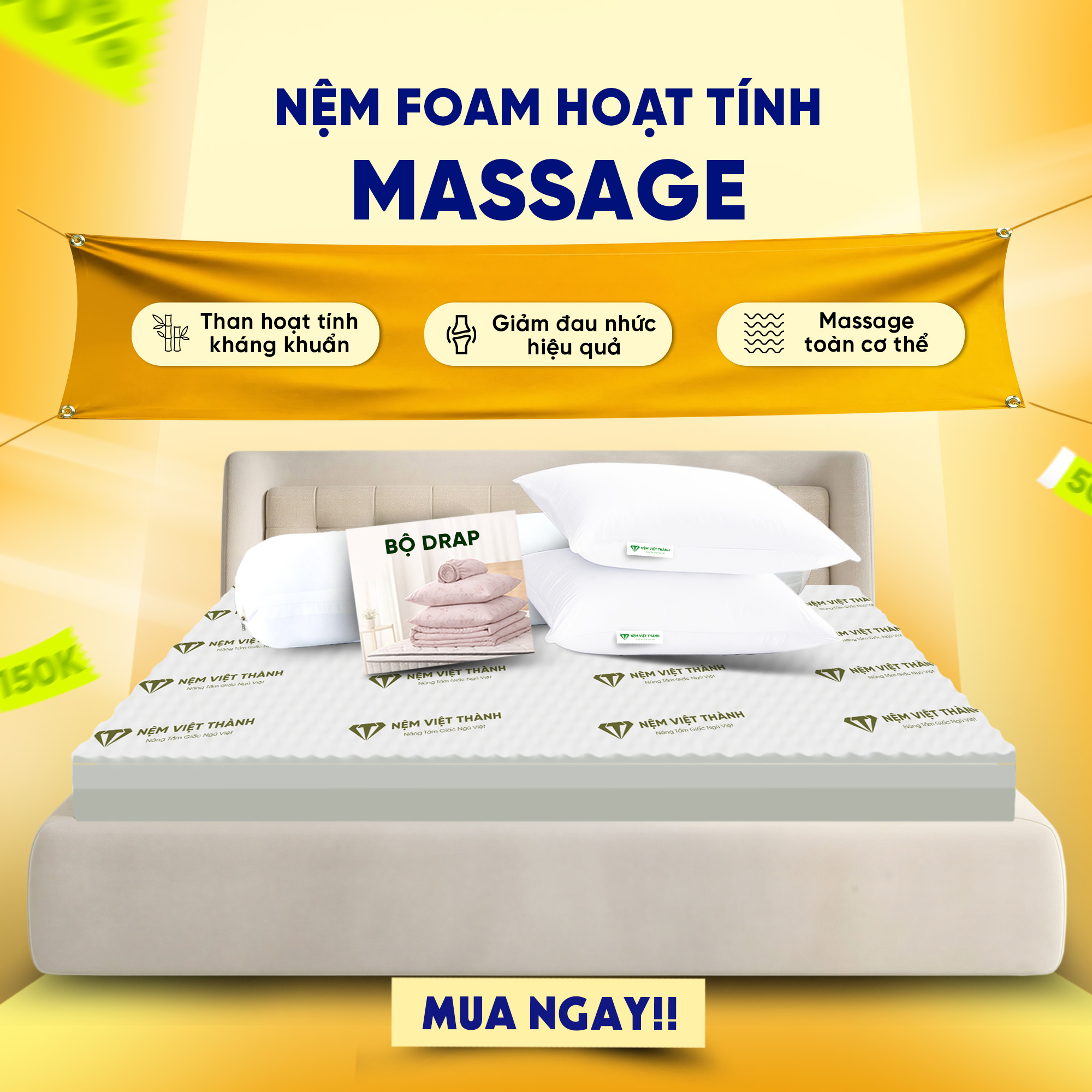 Nệm foam massage hoạt tính Việt Thành