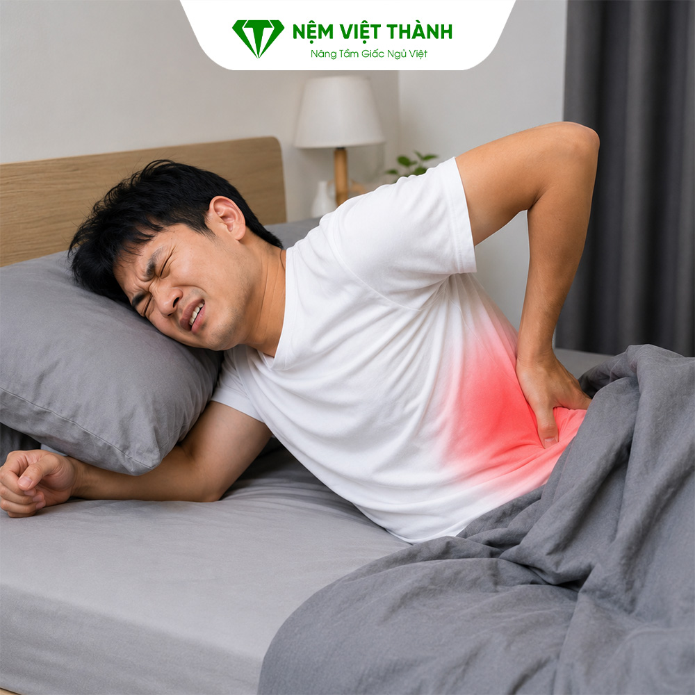 Khi nằm nệm bị lún sẽ gây tình trạng đau nhức xương khớp