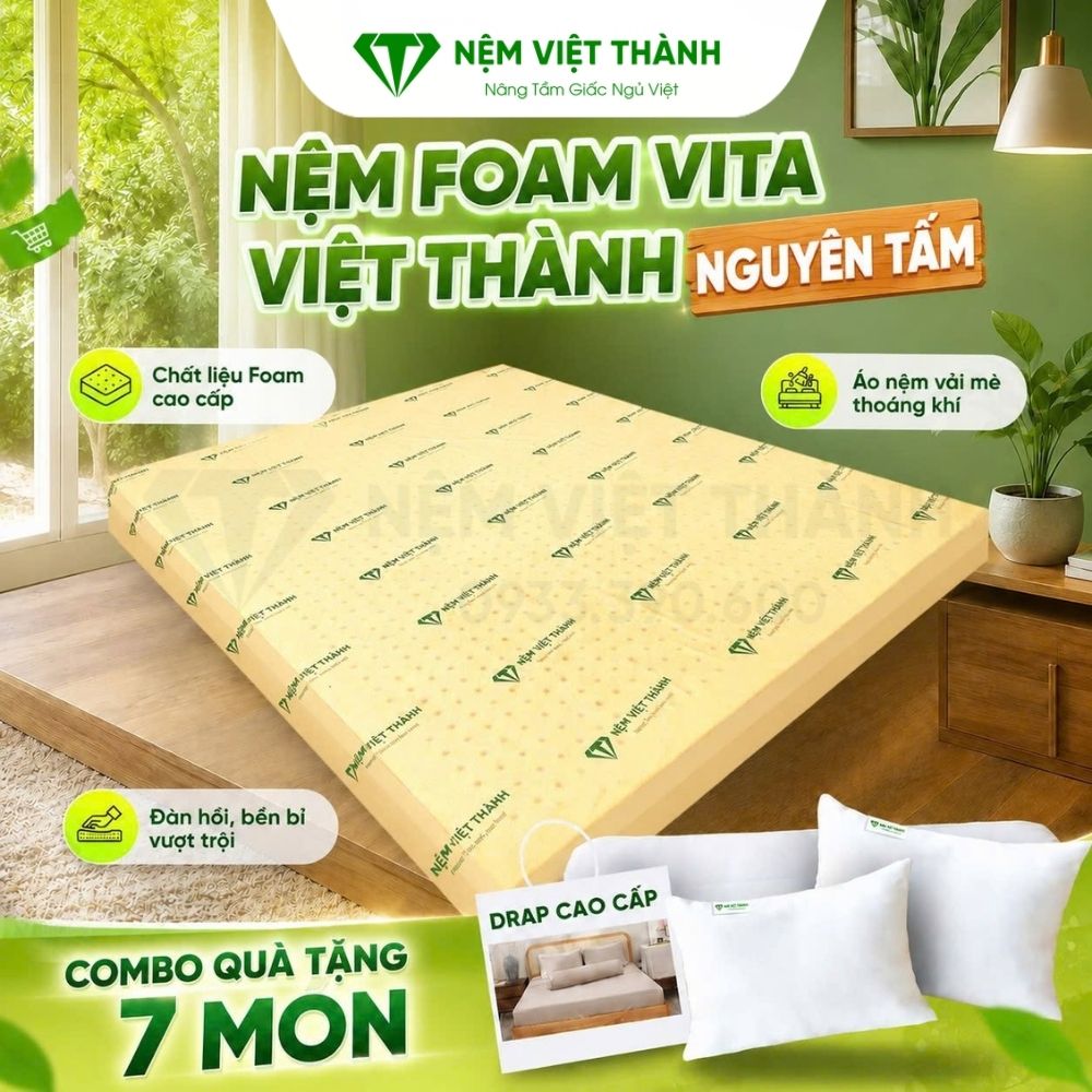 Nệm foam Việt Thành với khả năng thoáng khí vượt trội Nệm foam Việt Thành với khả năng thoáng khí vượt trội