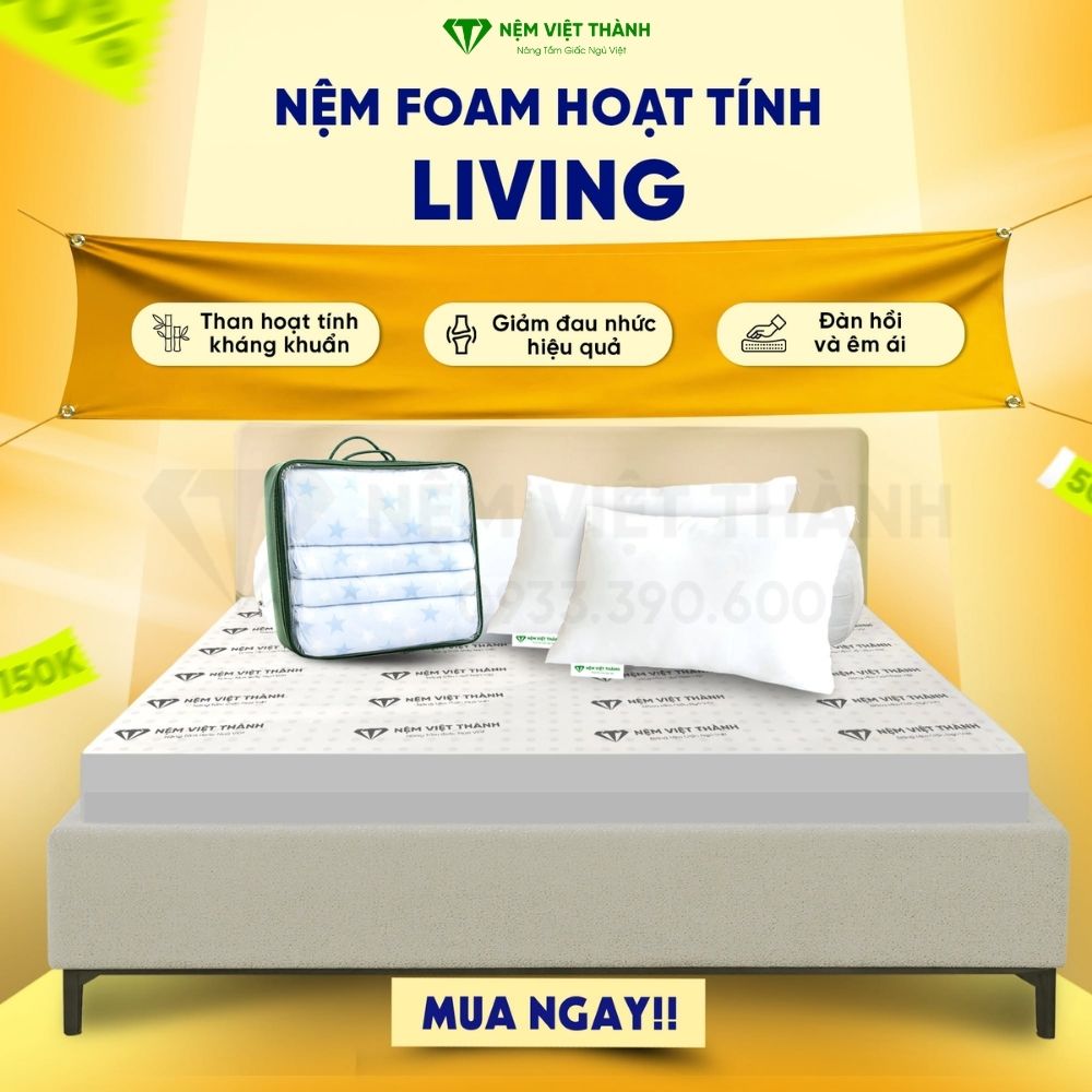 Nệm Foam LIVING Hoạt Tính Việt Thành Nệm Foam LIVING Hoạt Tính Việt Thành