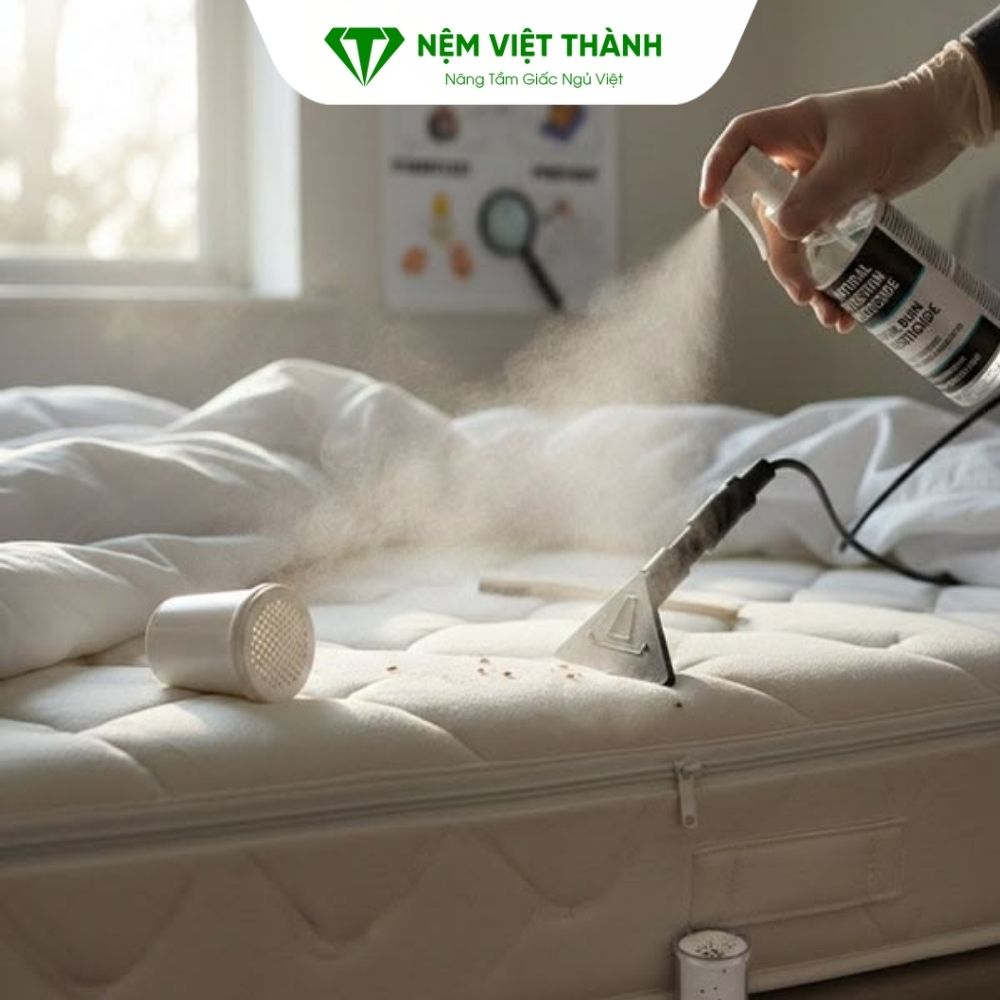 Vệ sinh nệm định kỳ để ngăn ẩm mốc trên bề mặt nệm