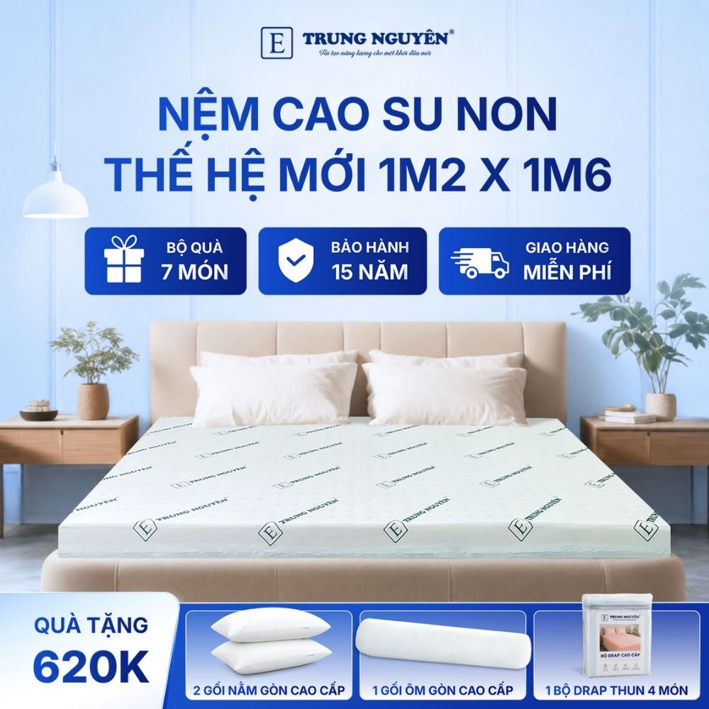 Nệm cao su non 1m x 1m6 nguyên tấm Trung Nguyên Nệm cao su non 1m x 1m6 nguyên tấm Trung Nguyên