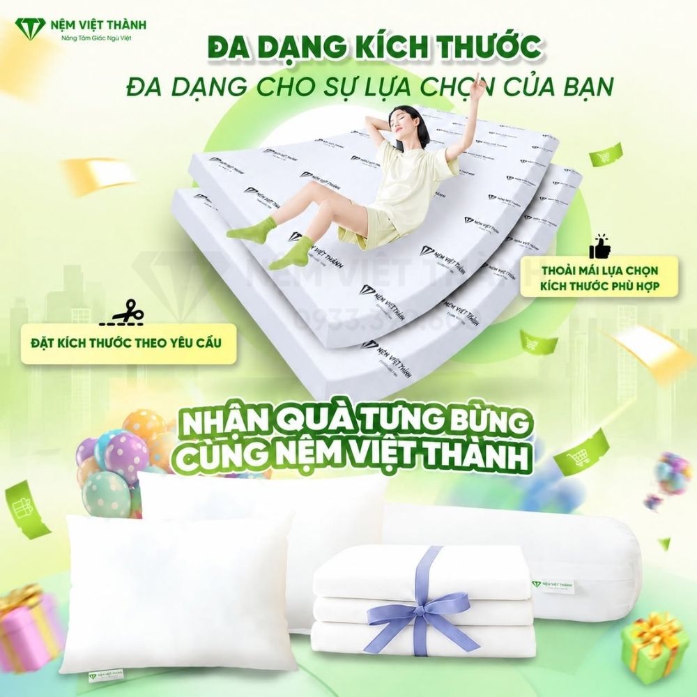 Đặt nệm kích thước 1m x 1m8 theo yêu cầu tại Nệm Việt Thành Đặt nệm kích thước 1m x 1m8 theo yêu cầu tại Nệm Việt Thành