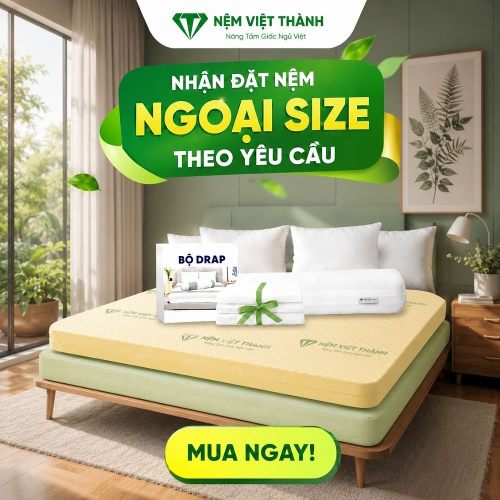 Nệm Việt Thành nhận đặt nệm 1m2 x 1m9 theo yêu cầu của khách hàng Nệm Việt Thành nhận đặt nệm 1m2 x 1m9 theo yêu cầu của khách hàng