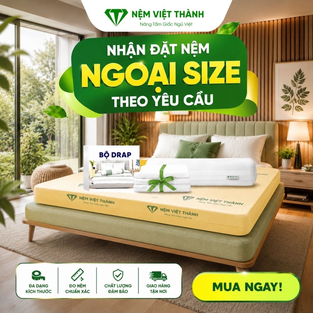 Nệm Việt Thành nhận đặt nệm 1m4 x 1m8 theo yêu cầu Nệm Việt Thành nhận đặt nệm 1m4 x 1m8 theo yêu cầu