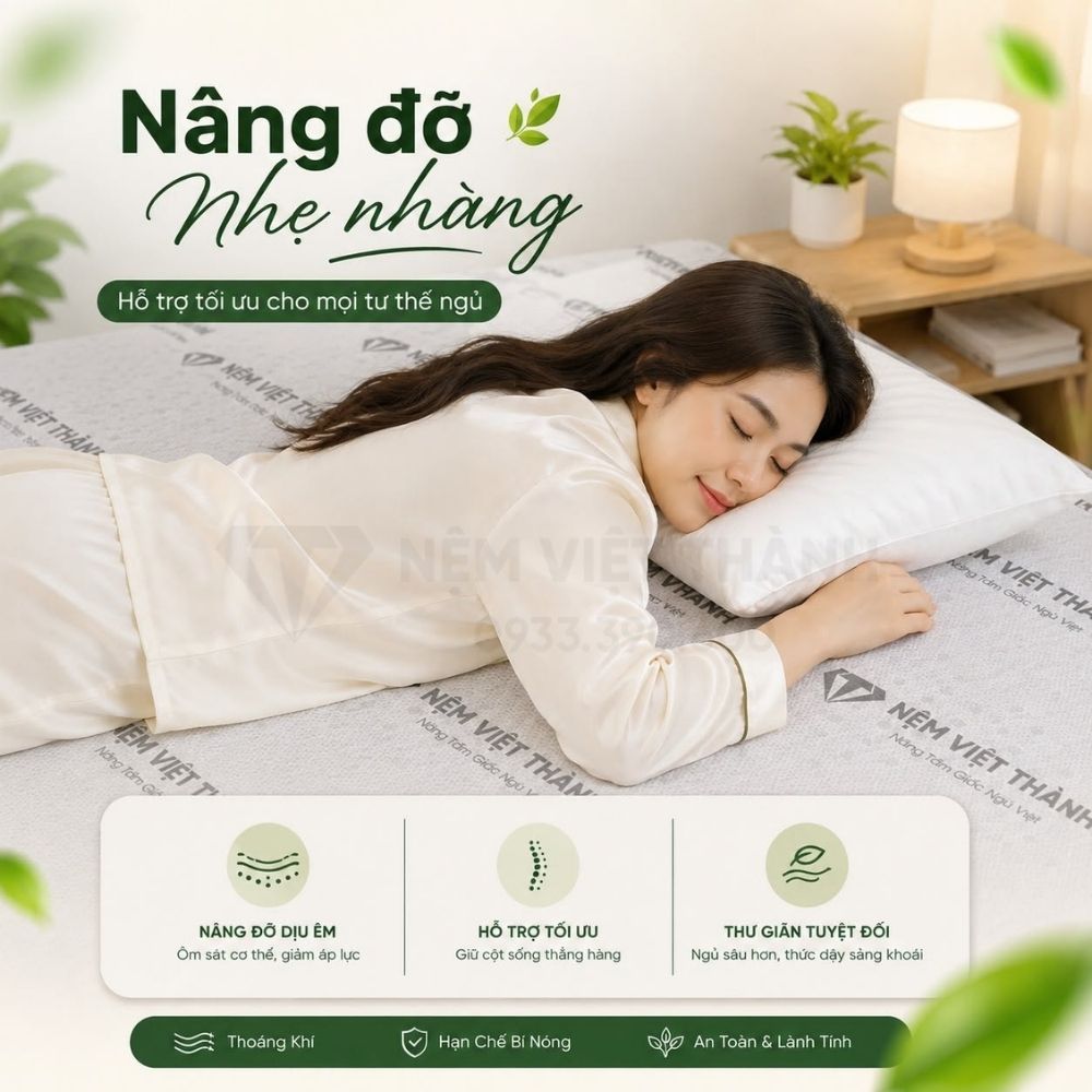 Nệm 1m8 x 2m2 giúp tối ưu sự thoải mái cho giấc ngủ mỗi đêm Nệm 1m8 x 2m2 giúp tối ưu sự thoải mái cho giấc ngủ mỗi đêm