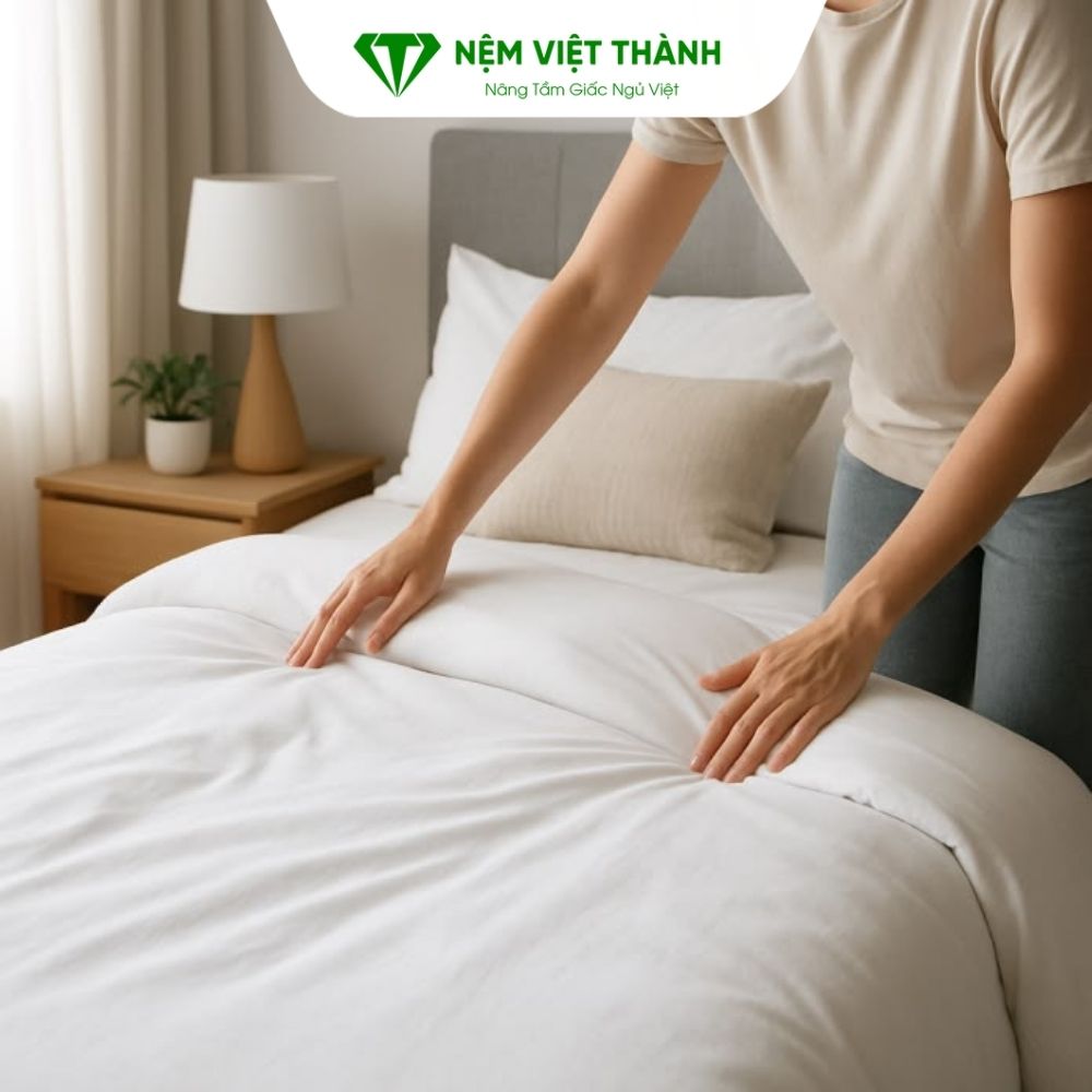 Vệ sinh ga trải giường khi nệm cao su thiên nhiên bị thấm nước Vệ sinh ga trải giường khi nệm cao su thiên nhiên bị thấm nước