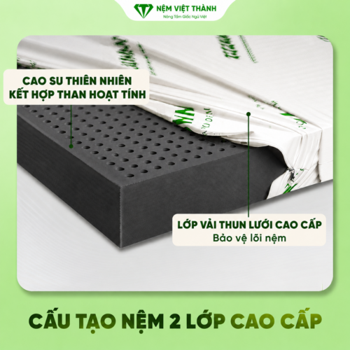 Nệm Cao Su Thiên Nhiên Than Hoạt Tính Bamboo Việt Thành 4 nem cao su thien nhien than hoat tinh bamboo 3