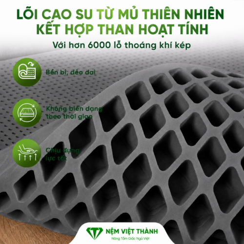 Nệm Cao Su Thiên Nhiên Than Hoạt Tính Bamboo Việt Thành 7 nem cao su thien nhien than hoat tinh bamboo 6
