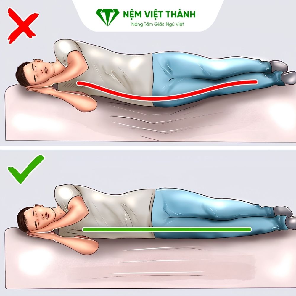 Tư thế nằm khi ngủ sai gây áp lực lên cột sống