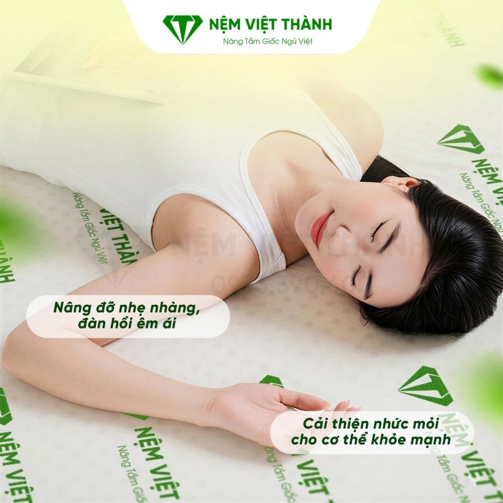 Cảm nhận độ nâng đỡ của nệm cao su thiên nhiên khi nằm Cảm nhận độ nâng đỡ của nệm cao su thiên nhiên khi nằm