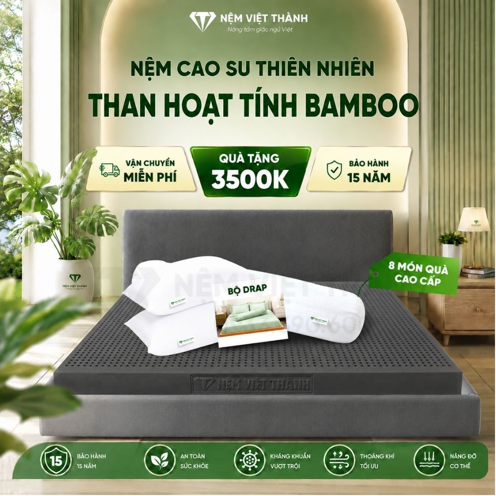 Nệm cao su thiên nhiên than hoạt tính Bamboo Việt Thành