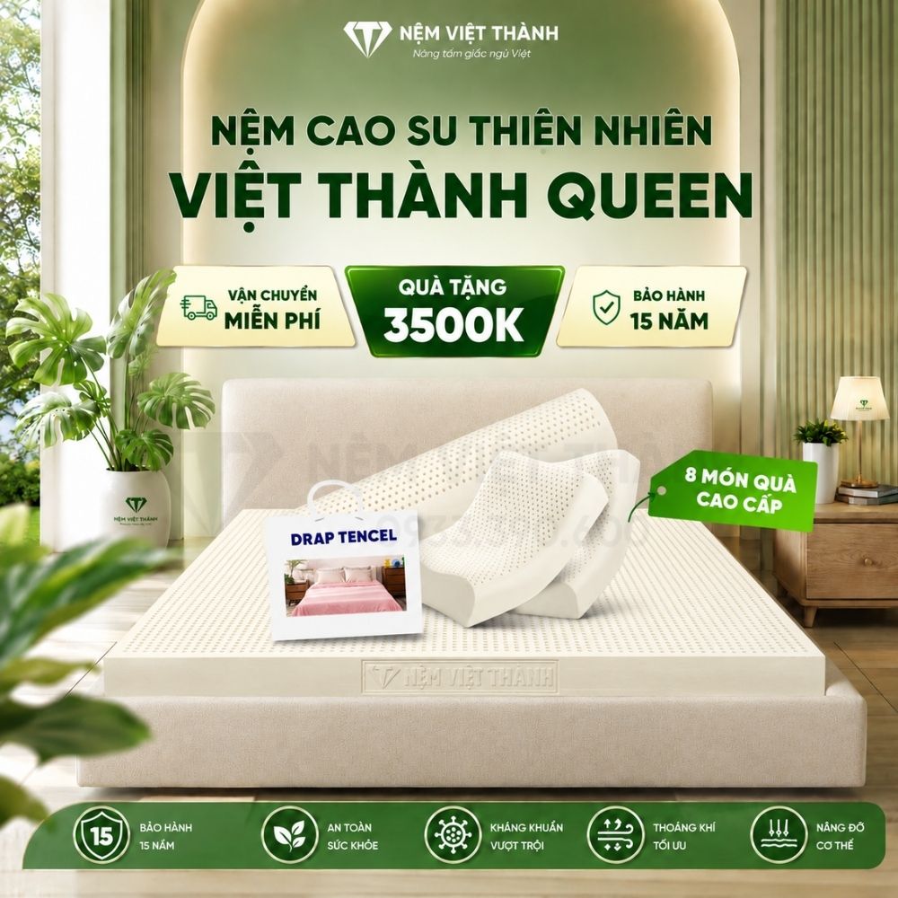 Nệm cao su thiên nhiên Queen Việt Thành